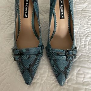 Karl Lagerfeld Blue Snakeskin Heels